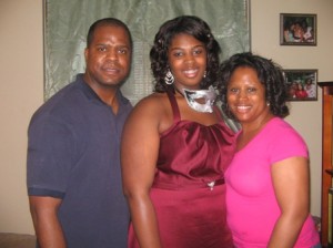 Melissa with dad & mom, Devin & Jaionne Haley